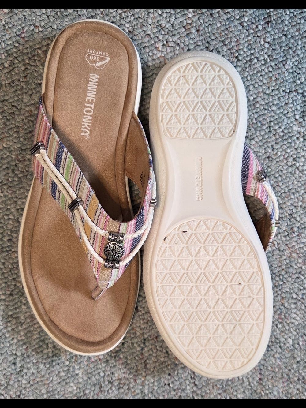 Minnetonka Women's Multicolor Striped Flip Flop Sandal